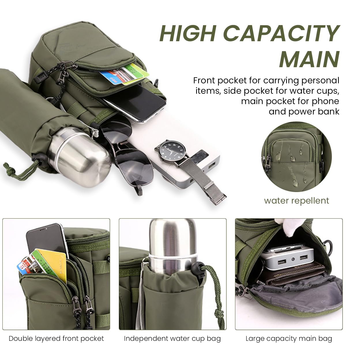GUSTAVE Sling Bag for Men to Carry Water Bottle Unisex Cross Body Bag Messenger Bag Multi Pocket Shoulder Bag Oxford Cloth to keep Mobiles, Keys and Wallets for Hiking, Travel GUSTAVE Sling Bag for Men to Carry Water Bottle Unisex Cross Body Bag Messenger Bag Multi Pocket Shoulder Bag Oxford Cloth to keep Mobiles, Keys and Wallets for Hiking, Travel
